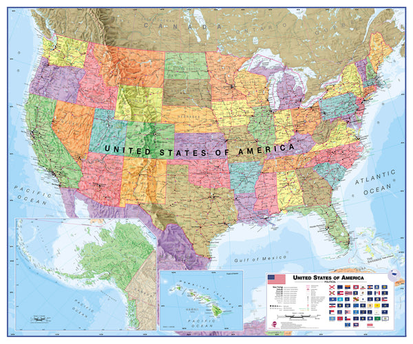USA Maps International Wall Map 1200 x 1000mm
