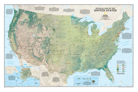 United States Physical NGS 974  X 641mm Wall Map