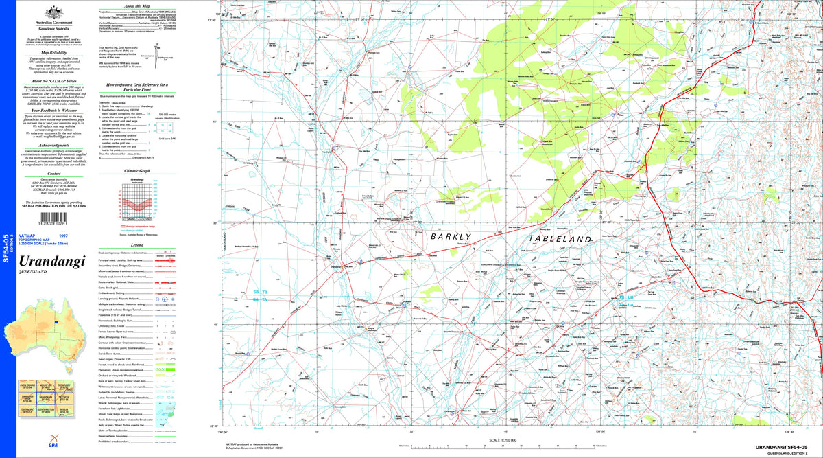 Urandangi SF54-05 Topographic Map 1:250k | Mapworld