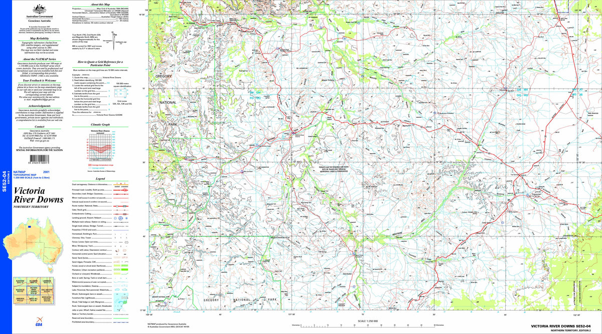 Victoria River Downs SE52-04 Topographic Map | Mapworld