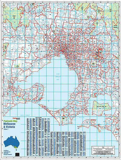 Victoria & Melbourne Postcode Laminated Wall Map | Mapworld
