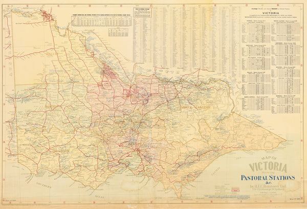 Victoria Pastoral Stations 1927 H.E.C Robinson Wall Map | Mapworld