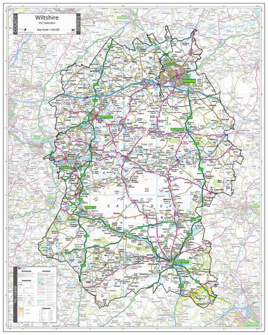 County Map of Wiltshire 800 x 1000mm