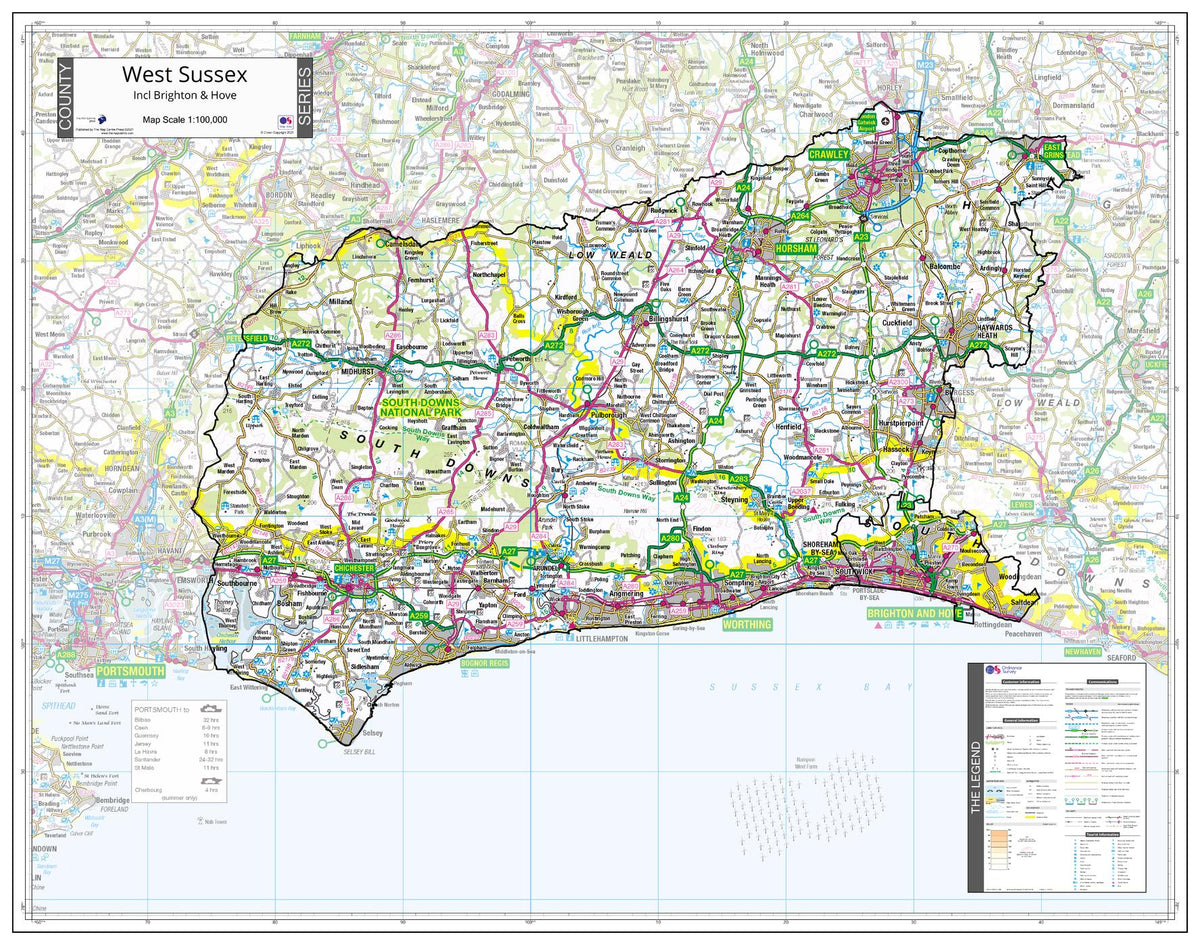 County Map of West Sussex | Mapworld