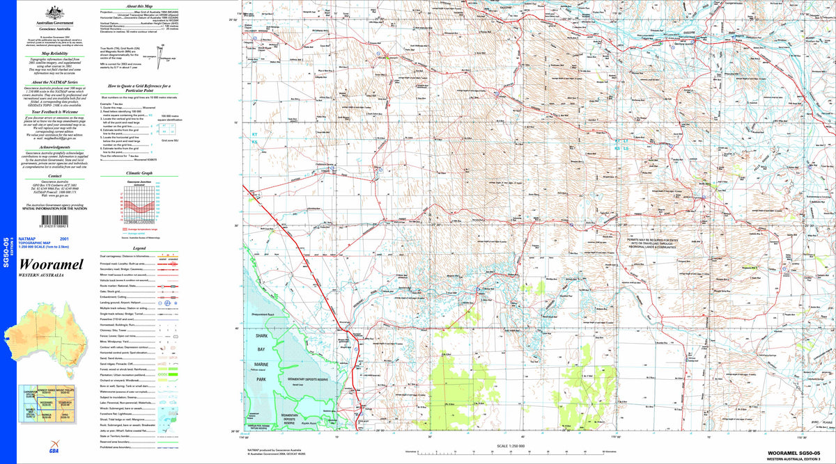 Wooramel SG50-05 Topographic Map 1:250k | Mapworld