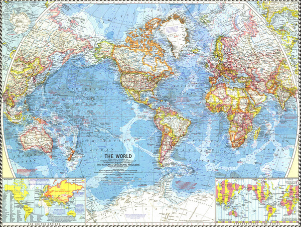 World Wall Map 1960 by National Geographic