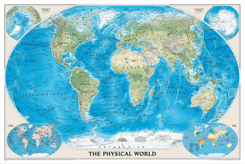 World Physical National Geographic 1162 x 775mm Wall Map