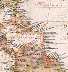 World Executive Antique Style National Geographic 1540 x 1020mm (Pacific Centred) Large Wall Map