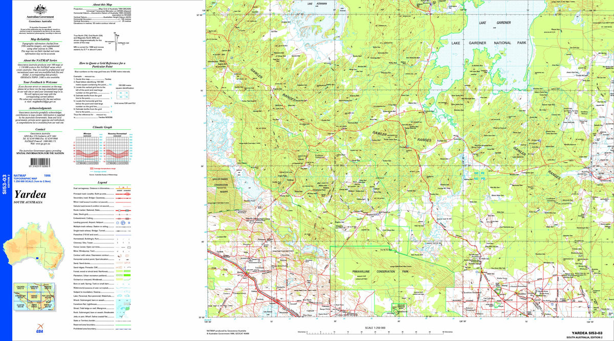Waydia Map Yardea SI53-03 Topographic Map 1:250k | Mapworld
