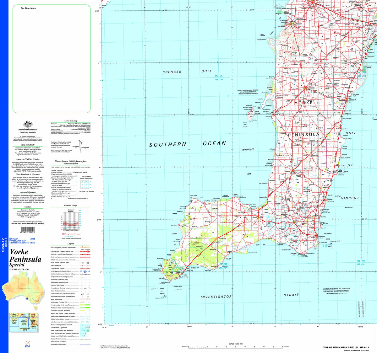 Yorke Peninsula Special SI53-12 Topographic Map | Mapworld