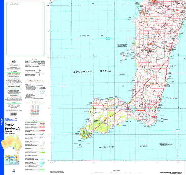 Yorke Peninsula Special SI53-12 Topographic Map 1:250k