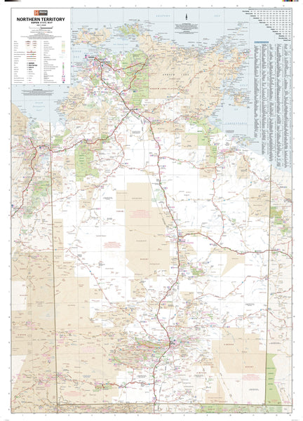 Northern Territory Hema 1000 x 1430mm Supermap Laminated Wall Map with Hang Rails