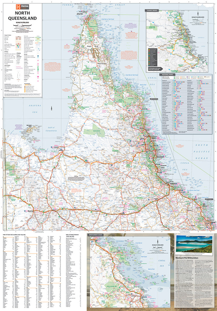 North Queensland Laminated Wall Map – Hema | Mapworld