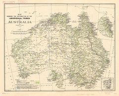 Aboriginal Tribes of Australia Wall Map by Tindale published 1940