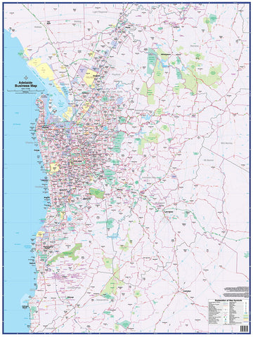 Adelaide Business Map UBD 1480 x 1980mm Laminated Wall Map with Hang Rails