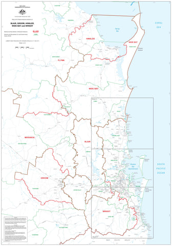 Queensland Federal Electoral Divisions and Local Government Areas Map - Wide Bay & Area