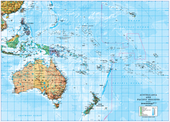 South Pacific Islands, Australia & New Zealand Map Cosmographics