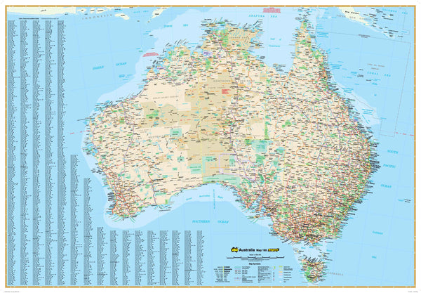 Australia 180 UBD Large 1000 x 690mm Laminated Wall Map with Hang Rails