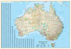 Australia 180 UBD Large 1000 x 690mm Laminated Wall Map with Hang Rails