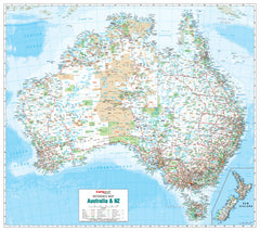 Australia & New Zealand Reference 1000 x 887mm Laminated Wall Map with Hang Rails