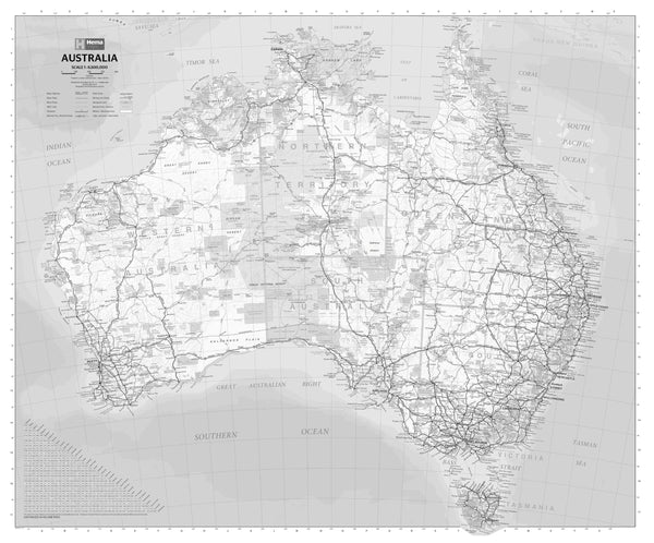 The Trip Tracker Australia Greyscale Handy Hema Map 750 x 625mm