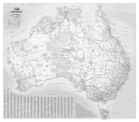 The Trip Tracker Australia Greyscale Large Hema Map 1000 x 875mm