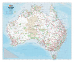Australia Hema 750 x 625mm Handy Map Laminated Wall Map with Hang Rails
