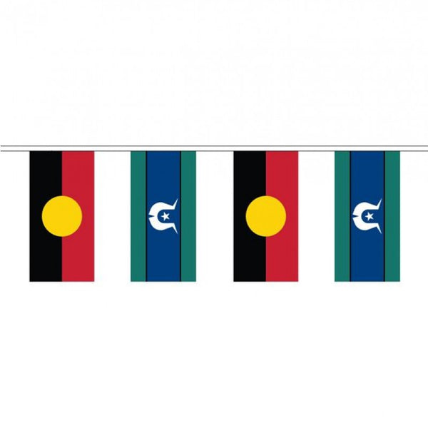 Aboriginal & Torres Strait Islander Flag Bunting 10 meter - Plastic