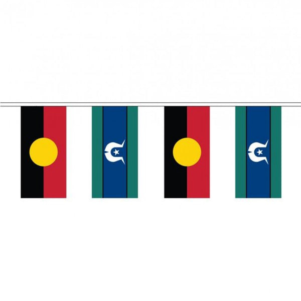 Aboriginal & Torres Strait Islander Flag Bunting 10 meter - Knitted Polyester