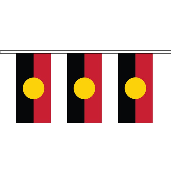 Aboriginal Flag Bunting 150 meter - Knitted Polyester