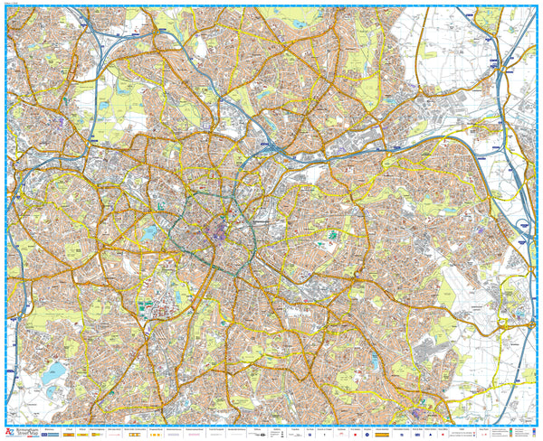 Birmingham A-Z 1180 x 960mm Wall Map