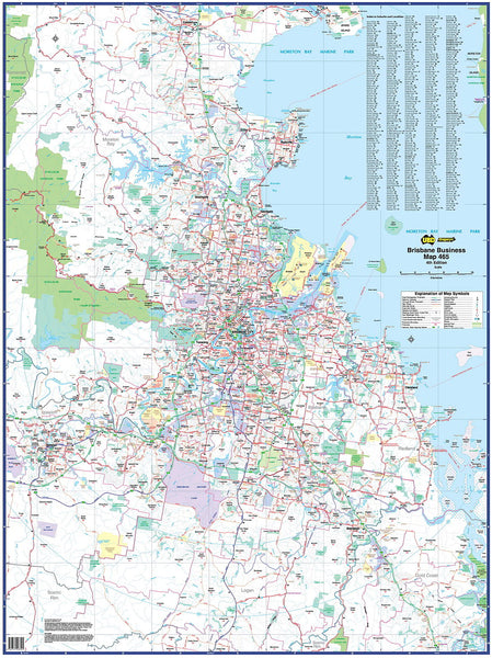 Brisbane Business 465 Map UBD 1010 x 1350mm Laminated Wall Map