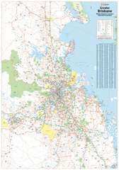 Brisbane & Region Hema 700 x 1000mm Laminated Wall Map with Hang Rails