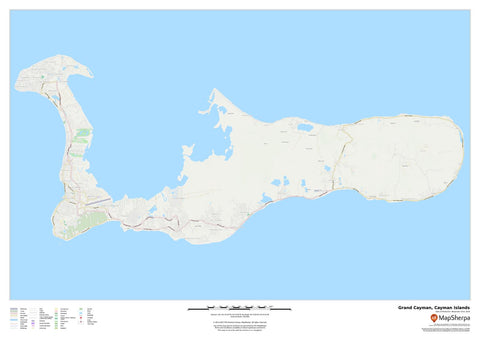 Grand Cayman, Cayman Islands Wall Map 841 x 594mm