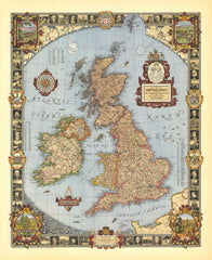 A Modern Pilgrim's Wall Map of the British Isles Map by National Geographic
