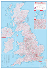 British Isles Postcode Maps International 841 x 1189mm Wall Map