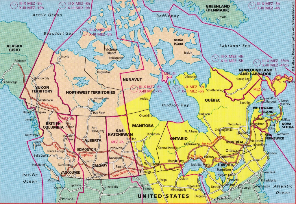 Canada East Hallwag Map