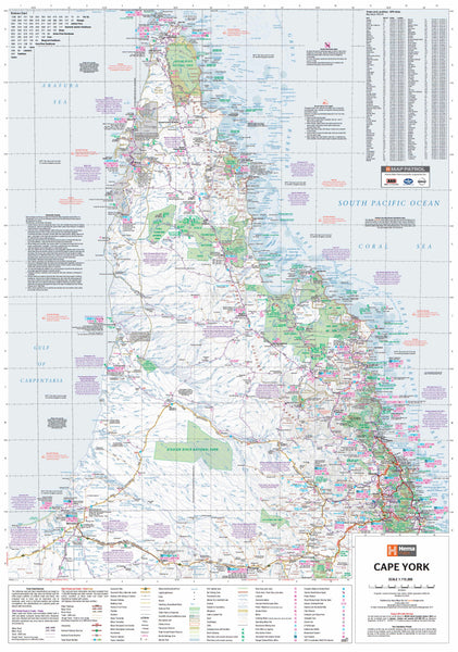 Cape York Hema 1000 x 1430mm Supermap Laminated Wall Map with Hang Rails