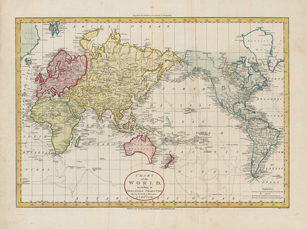 Captain Cook's Voyages World Map Published 1801