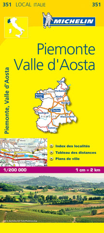 Italy Piedmont & Aosta Valley Michelin Map 351