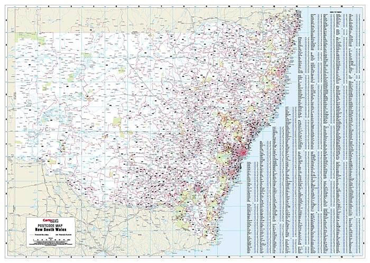 New South Wales Postcode Laminated Wall Map | Mapworld