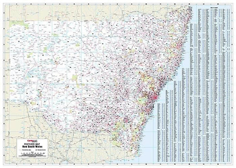 New South Wales Postcode Laminated Wall Map 1110 x 788mm