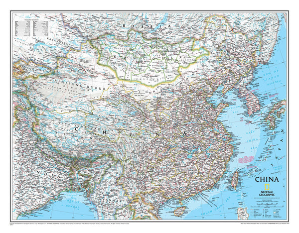 China National Geographic 770 x 600mm Wall Map