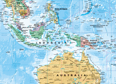 World Political Supermap on Canvas 1400mm x 840mm (Pacific) with FREE Map Dots - Cosmographics