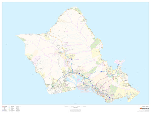 O'ahu, Hawai'i Wall Map 1219 x 914mm