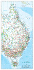 East Coast Australia 640 x 1400mm Laminated Wall Map with Hang Rails