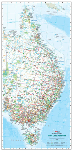 East Coast Australia 640 x 1400mm Laminated Wall Map