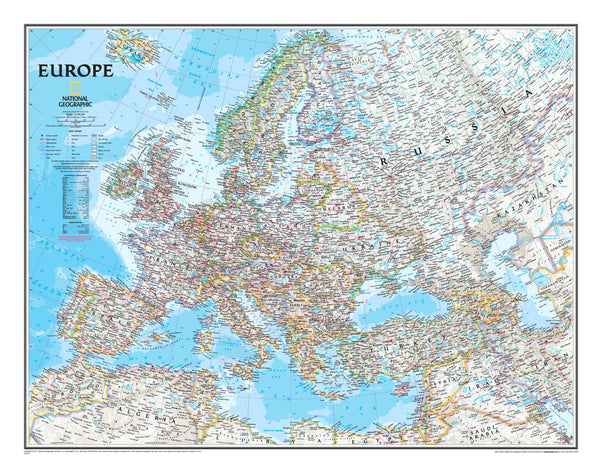 Europe National Geographic 772 x 605mm Wall Map