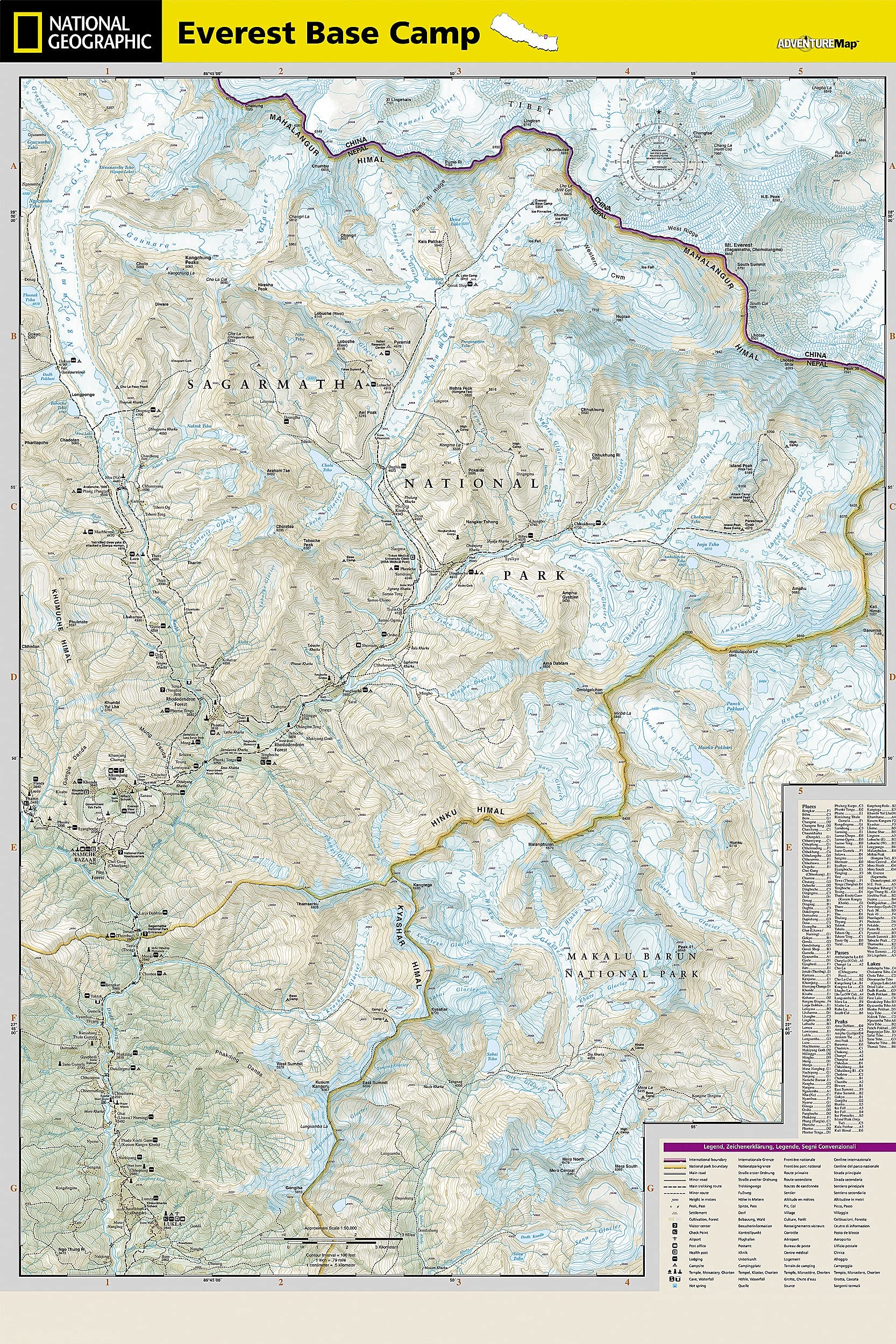 Emereston Map Everest Base Camp Folded – National Geographic | Mapworld