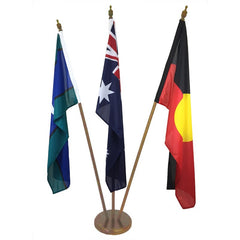 Australian/Aboriginal/TSI Flag Set (1370 x 685mm sleeve) with Light Timber Base
